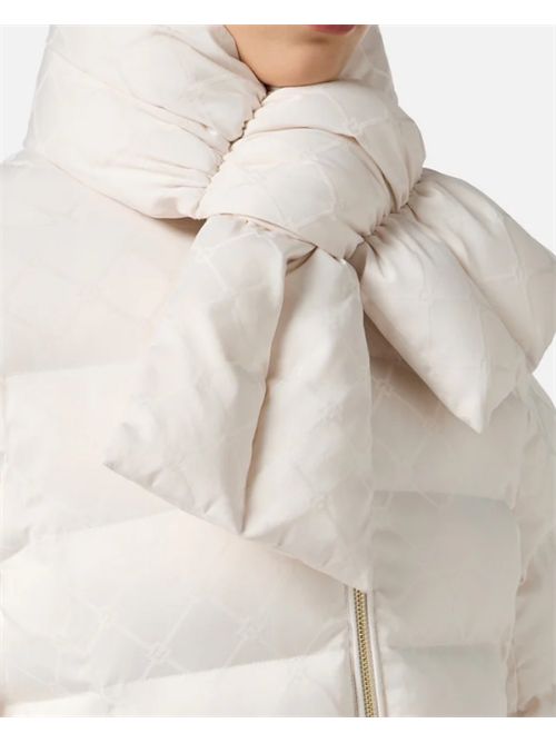 JACQUARD SAIL DOWN JACKET WITH REMOVABLE PADDED SCARF ELISABETTA FRANCHI | PI84D56E2DZ9 Milk